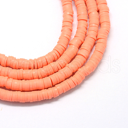 Flat Round Handmade Polymer Clay Bead Spacers X-CLAY-R067-4.0mm-19-1