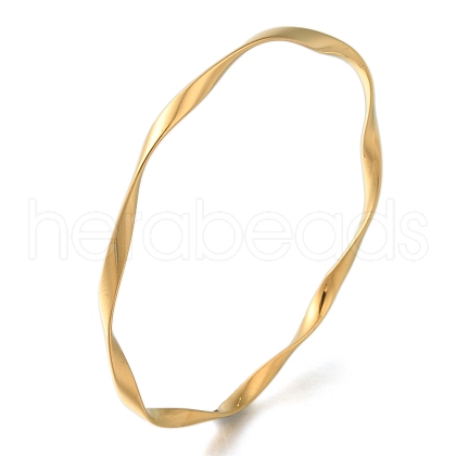 Ion Plating(IP) 304 Stainless Steel Twisted Ring Bangles BJEW-G684-04G-1