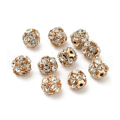 10mm Brass Crystal Rhinestone Beads KK-S519-01C-01G-1