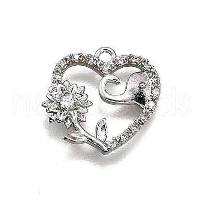 Brass Micro Pave Clear Cubic Zirconia Pendants KK-G530-01C-P-1