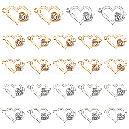 Unicraftale 48Pcs 2 Colors Alloy Rhinestone Links/Connectors FIND-UN0016-40-1
