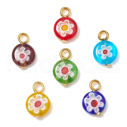 Handmade Millefiori Glass Pendants PALLOY-CJ00001-1