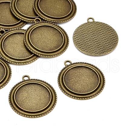Vintage Tibetan Style Alloy Pendant Cabochon Bezel Settings X-TIBEP-M018-139AB-NF-1