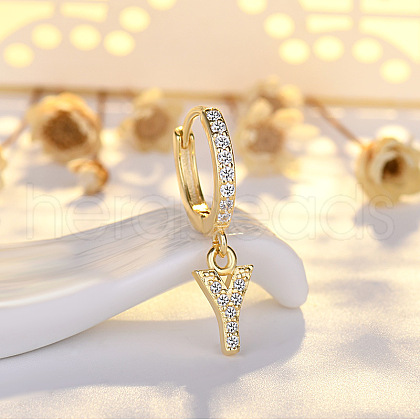 Brass Micro Pave Clear Cubic Zirconia Hoop Earrings WGE85EC-25-1