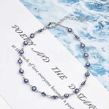 Christmas Brass Evil Eye Enamel Link Chain Anklets for Women WGC2D50-05-1