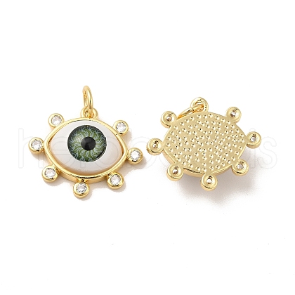 Brass Micro Pave Clear Cubic Zirconia Pendants ZIRC-E006-04G-05-1