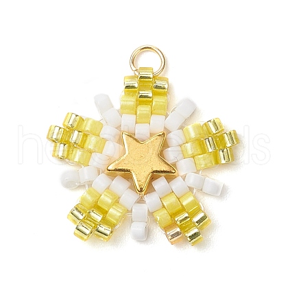 Glass Seed Beaded Star Pendants PALLOY-MZ00641-02-1