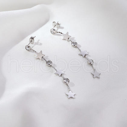 Stainless Steel Star Tassel Stud Earrings LM8207-1-1