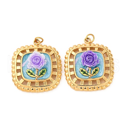 304 Stainless Steel Enamel Pendants STAS-U061-47G-01-1