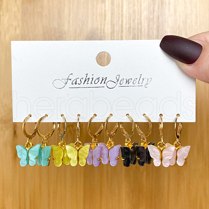5 Pairs Alloy Hoop Earring Sets WG6DB3C-40-1