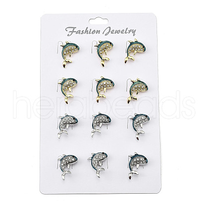 12Pcs 2 Colors Dolphin Enamel Pins JEWB-A033-21-1