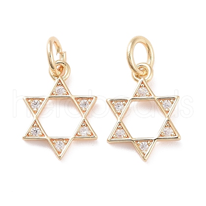 Brass Micro Pave Clear Cubic Zirconia Charms KK-G418-01G-1