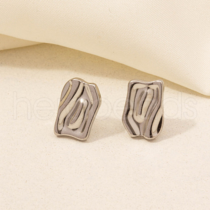 Non-Tarnish Rectangle Stainless Steel Stud Earrings for Women PJ9303-9-1