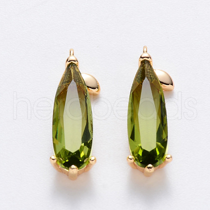 Brass Cubic Zirconia Pendants T049-038G-02-NF-1