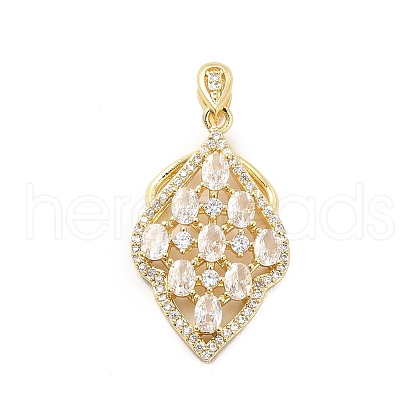 Brass Micro Pave Clear Cubic Zirconia Pendants KK-I695-018B-1