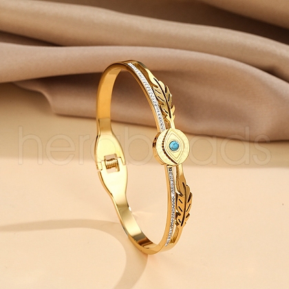 Resin Eye Hinged Bangle with Rhinestone BJEW-A135-01G-1