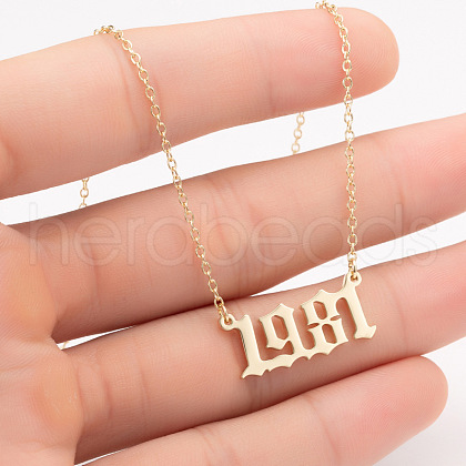 1981 Birth Year Number 201 Stainless Steel Pendant Cable Chain Necklaces FS-WGB5F08-70-1