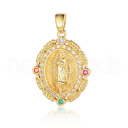Brass Micro Pave Random Mixed Color Cubic Zirconia Pendants ZIRC-OY001-03G-1