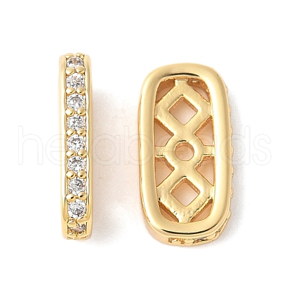 Brass Micro Pave Clear Cubic Zirconia Spacer Bars KK-U064-20C-G-1