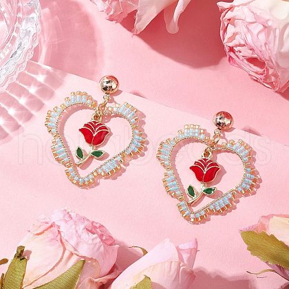 Iron Flower Dangle Stud Earrings EJEW-MZ00404-01-1
