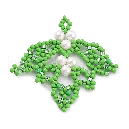 Seed Beads Beaded Charms PALLOY-MZ00385-02-1