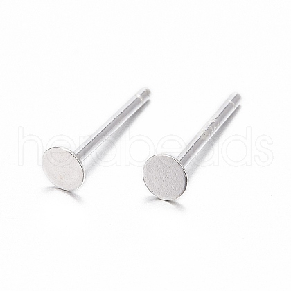 925 Sterling Silver Flat Pad  Stud Earring Findings STER-K167-045B-S-1