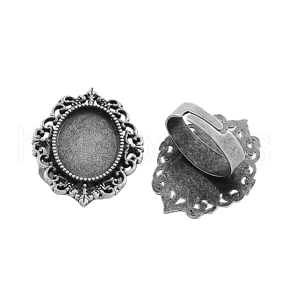 Vintage Adjustable Iron Finger Ring Components Alloy Cabochon Bezel Settings PALLOY-Q300-09AS-NR-1
