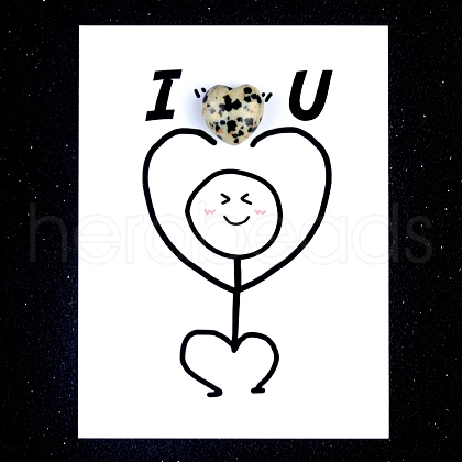 Natural Dalmatian Jasper Heart Display Decorations PW-WG5A099-03-1