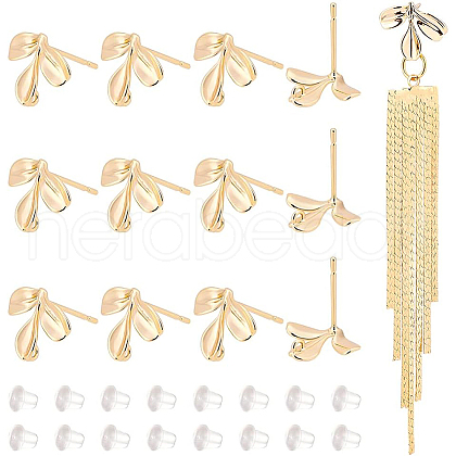 BENECREAT 16Pcs Brass Stud Earring Findings KK-BC0008-38-1