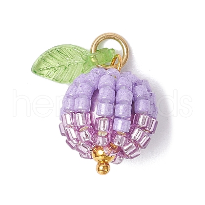 Glass Seed Beaded Berry Fruit Pendants PALLOY-MZ00729-03-1