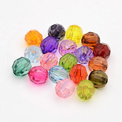Faceted Transparent Acrylic Round Beads DB6MM-M-1