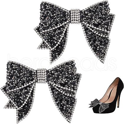 CHGCRAFT 2Pcs Resin Rhinestone Bowknot Shoes Charms FIND-CA0004-74-1