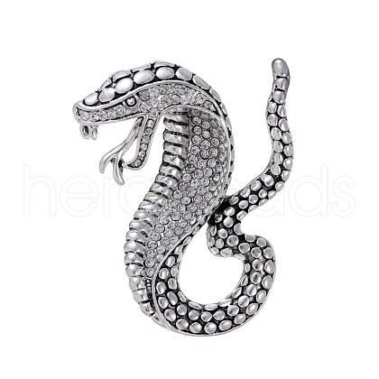 Snake Alloy Rhinestone Brooch Pin JEWB-Z031-03AS-1