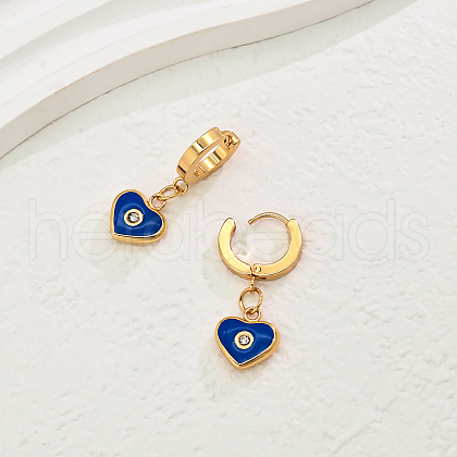 Elegant Stainless Steel Heart Hoop Earrings LN7858-1-1
