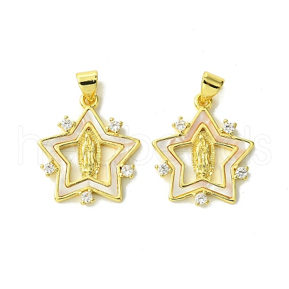 Real 18K Gold Plated Brass Micro Pave Cubic Zirconia Pendants KK-H472-14G-01-1