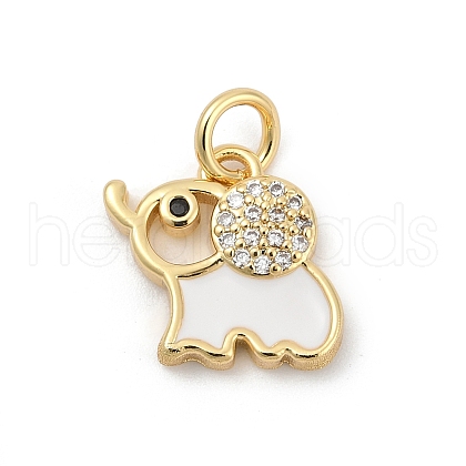 Brass Pave Cubic Zirconia with Enamel Pendants KK-U062-37G-02-1