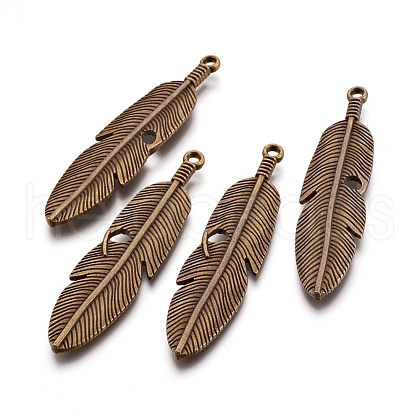 Tibetan Style Alloy Feather Big Pendants TIBEP-A12720-AB-NR-1