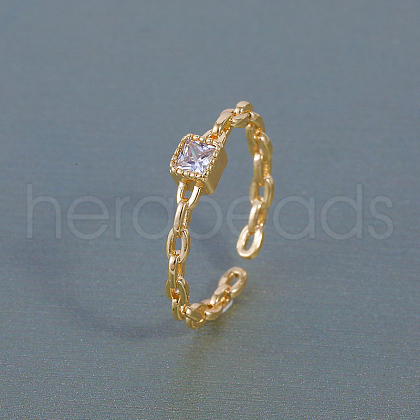 Mother's Day Rings Brass Micro Pave Clear Cubic Zirconia Cuff Rings XI8749-1