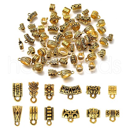 65Pcs 13 Styles Tibetan Style Alloy Tube Bails FIND-YW0005-62-1