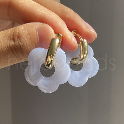 Flower Stainless Steel Acrylic Hoop Earrings FS-WGEB331-06-1