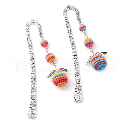 Angel Rainbow Color ABS Plastic Beads Pendants Bookmark AJEW-JK00325-1