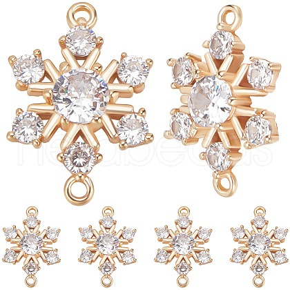 Beebeecraft 10Pcs Brass Micro Pave Clear Cubic Zirconia Connector Charms ZIRC-BBC0002-86A-1
