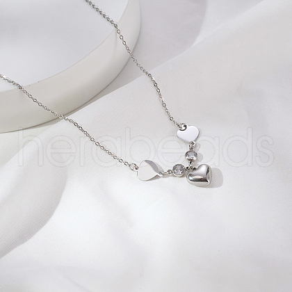 Stainless Steel Heart Pendant Necklaces for Women's Daily Wear OT7406-1-1