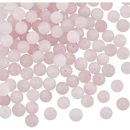 Olycraft Frosted Natural Rose Quartz Round Beads Strands G-OC0003-57B-1