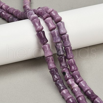 Natural Lepidolite/Purple Mica Stone Beads Strands G-F792-B01-1