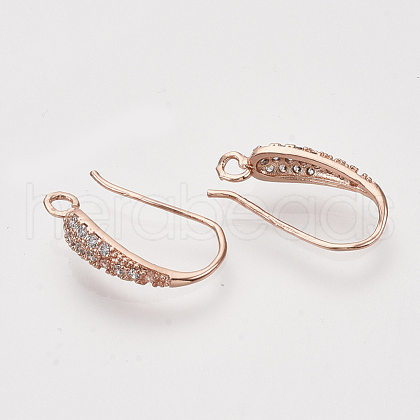 Brass Micro Pave Cubic Zirconia Earring Hooks ZIRC-Q022-035RG-NF-1