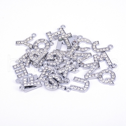 Alloy Micro Pave Cubic Zirconia Rhinestone Pendants ALRI-WH0005-14-1