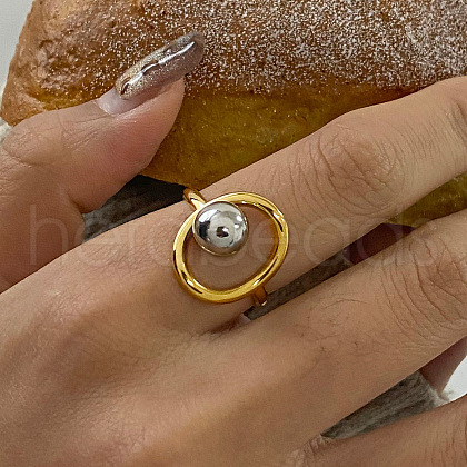 304 Stainless Steel Cuff Open Rings for Women RJEW-V014-02GP-1