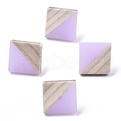 Opaque Resin & Wood Stud Earrings EJEW-N017-005A-B04-1