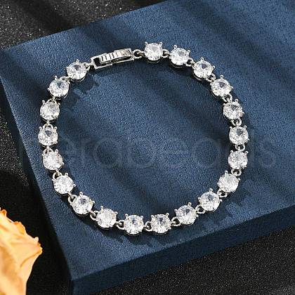 Brass Micro Pave Clear Cubic Zirconia Bracelets BJEW-D333-01P-1